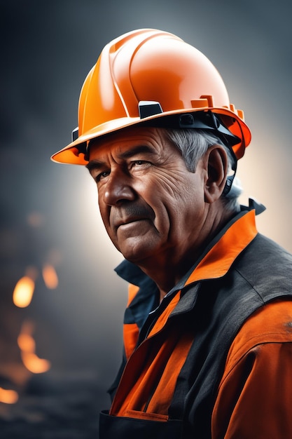 Portrait of old male miner
