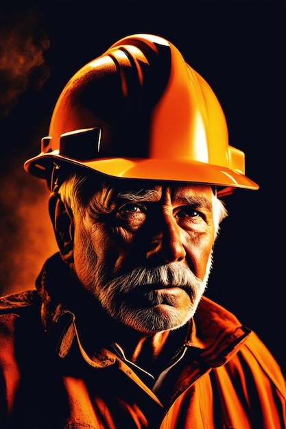 Portrait of old male miner