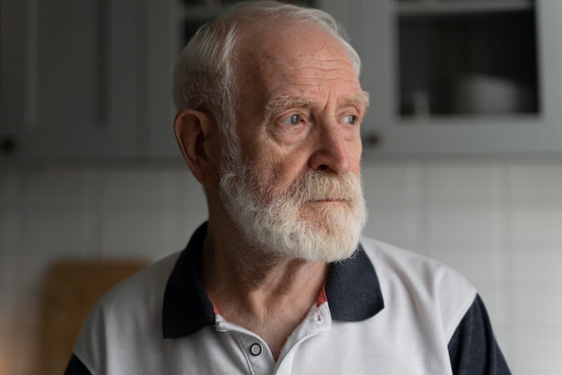 Portrait of old man with alzheimer