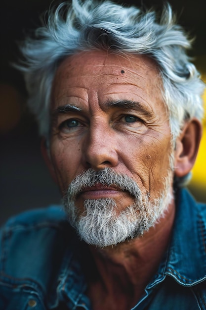 Portrait of an old man with gray hair and a beard