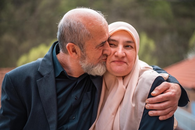 A portrait of a old Muslim couple