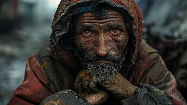 portrait of Old poverty poor people