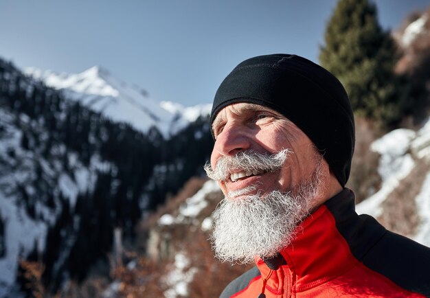 Portrait of old runner man outdoors