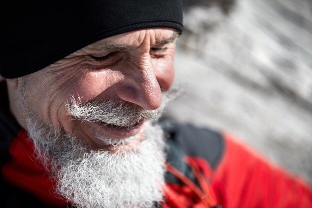 Portrait of old runner man outdoors