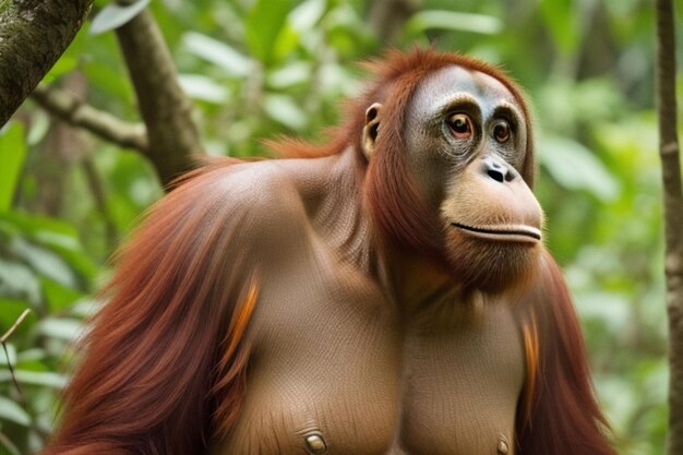 Portrait of orangutan in the forest