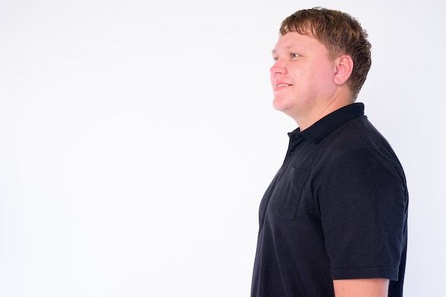 Portrait of overweight man isolated on white