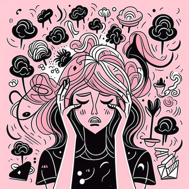 Photo portrait of overwhelmed woman suffering mental psychological stress or illness