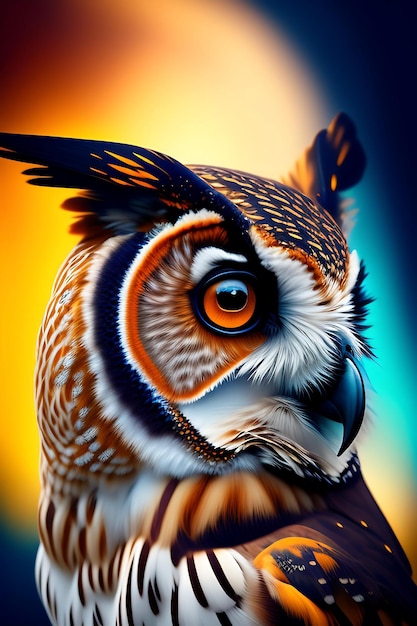 Portrait of an owl abstract wildlife background