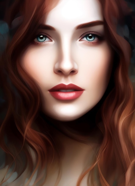 Portrait painting of a beautiful woman. Artistic Illustration of a beautiful girl.