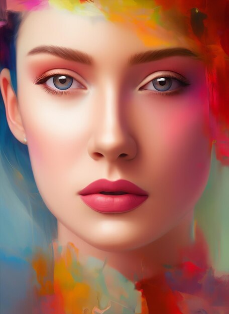 Portrait painting of a beautiful woman. Illustration of a beautiful girl, Beautiful woman painting