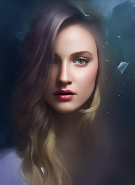 Portrait painting of a beautiful woman. Illustration of a beautiful girl.
