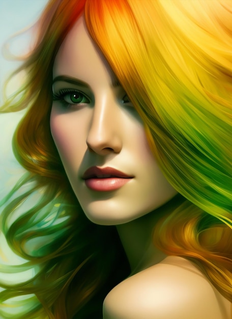 Portrait painting of a beautiful woman. Illustration of a beautiful girl.