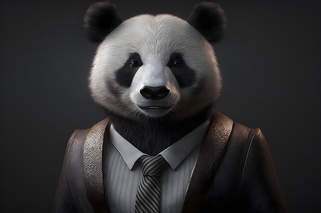 Portrait of a panda in business suite generative ai