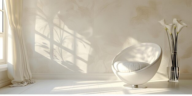 Portrait of Papasan Chair in Modern Luxury Room Interior