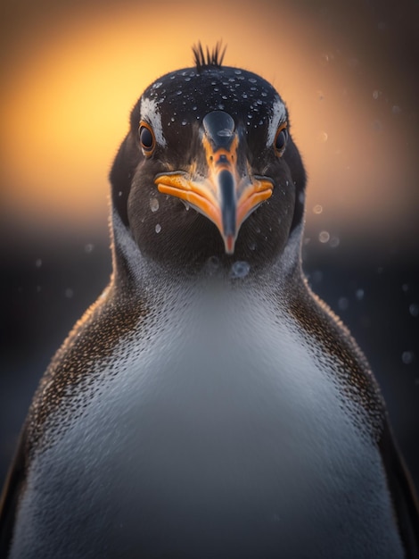 Portrait penguins focused on the head in the wild Generative AI