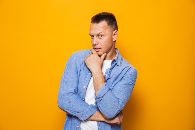 Portrait of a pensive middle aged man looking