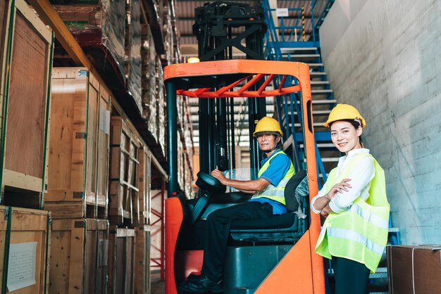 Portrait of people working at construction site