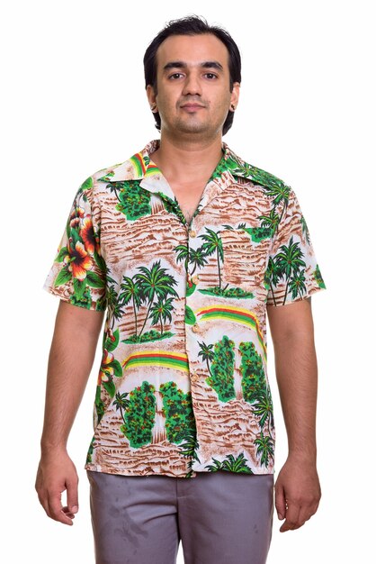 Portrait of Persian tourist man standing ready for vacation