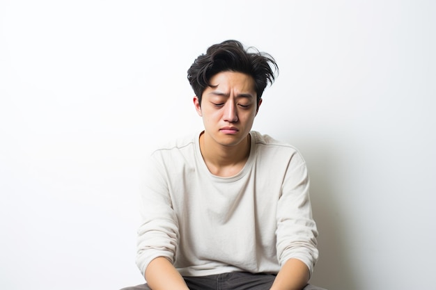 Photo portrait person man woman white black young old isolated happy smile sad depressed girl boy guy colo