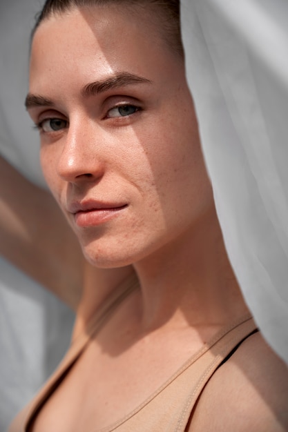 Portrait of person with dermatitis skin condition