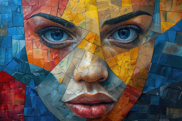 A portrait of a person with geometric features resembling a cubist painting