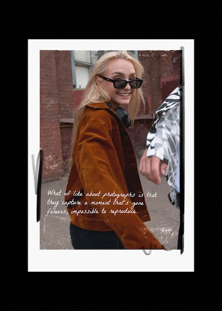 portrait of person with handwritten text over it