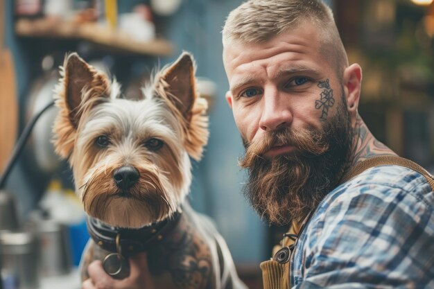 Portrait of a pets groomer man