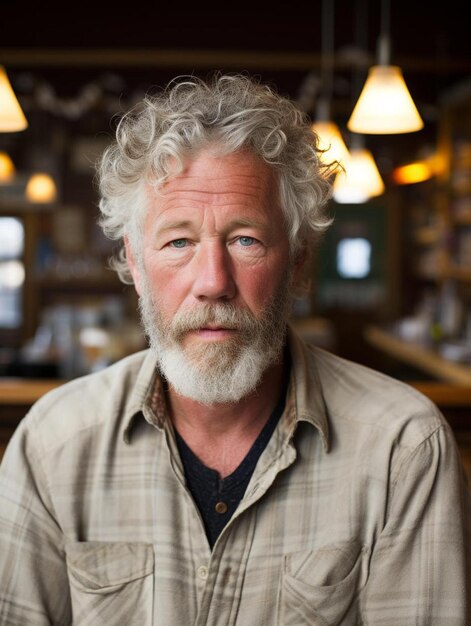 Portrait photo of american middle age adult male curly