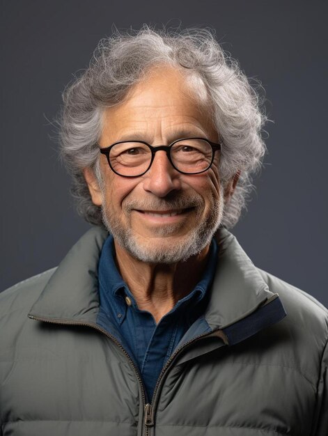 Portrait photo of argentine senior adult male curly hair