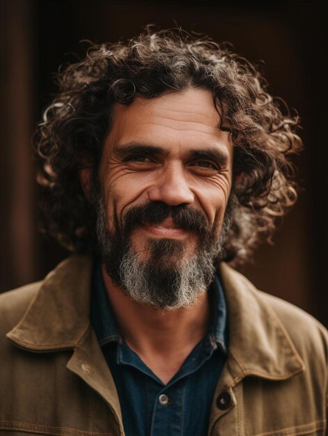 Portrait photo of argentine senior adult male curly hair