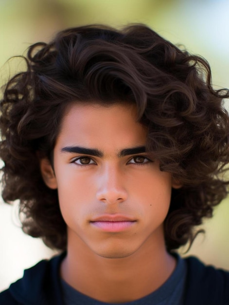 Portrait photo of argentine teenage male wavy hair