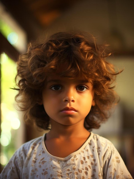 Portrait photo of argentine toddler male wavy hair