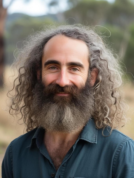 호주 고위 성인 남성 곱슬 머리의 초상화 사진