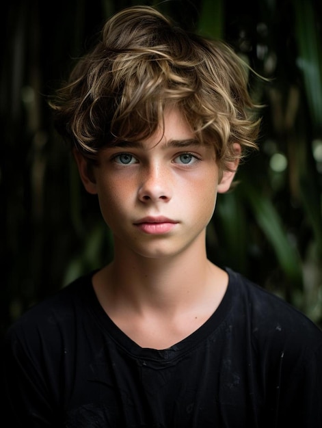 Portrait photo of australian teenage male wavy hair