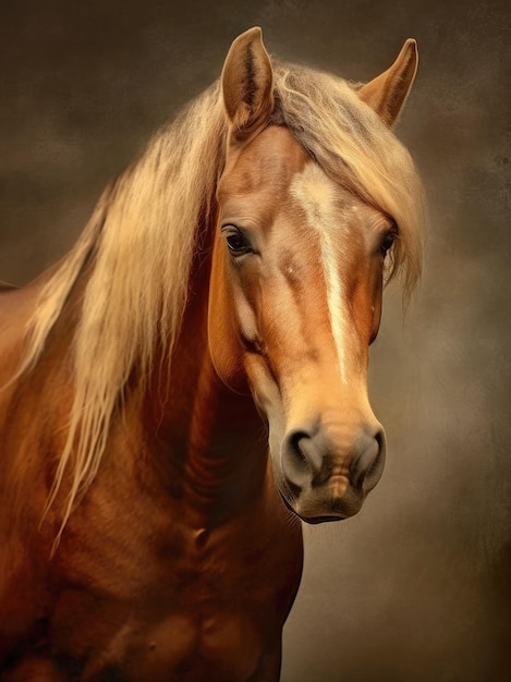 아름다운 말의 사진의 초상화