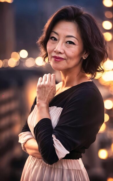 美しい中年成人アジア女性のポートレート写真生成AI