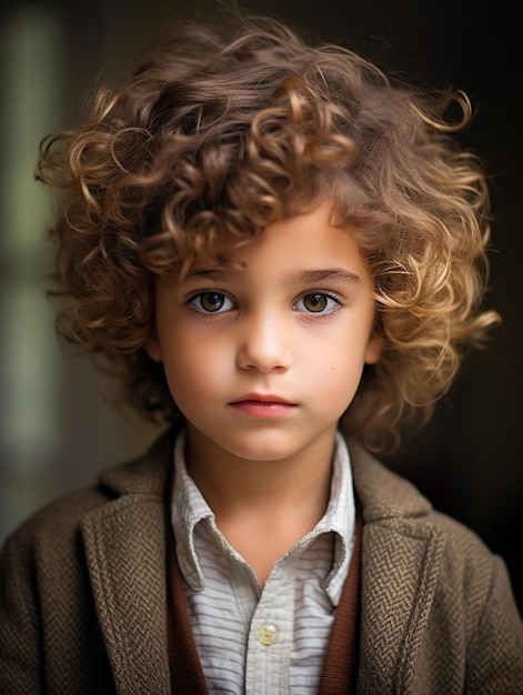 Photo portrait photo of belgian infant male wavy hair