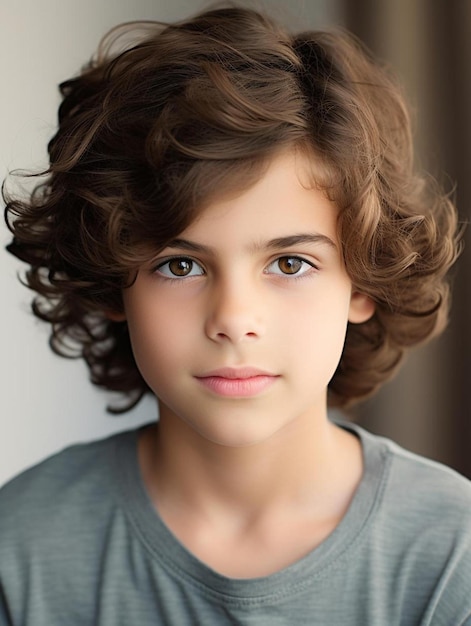 Portrait photo of brazilian child male wavy hair