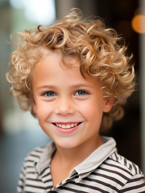 Портретное фото канадского малыша с волнистыми волосами
