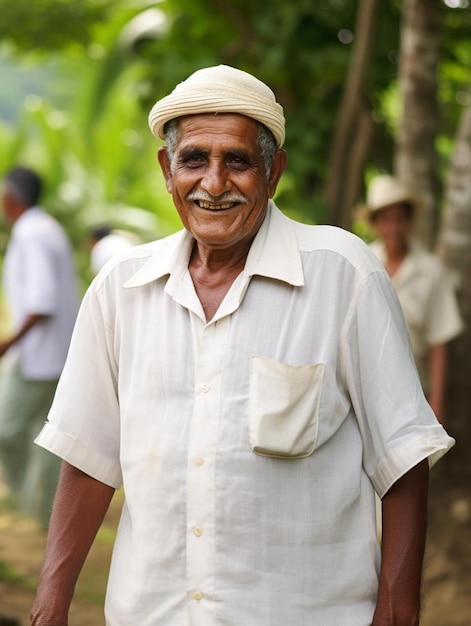 Portrait photo of colombian senior adult male straight hair