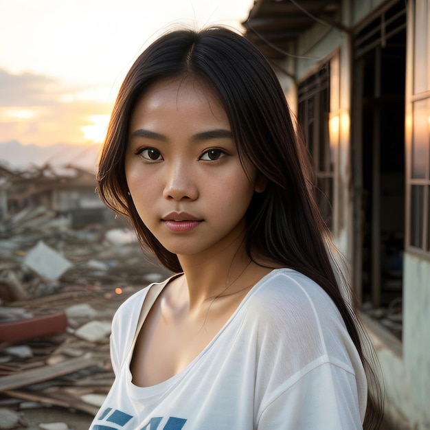 Portrait photo of cute young asian filipino girl