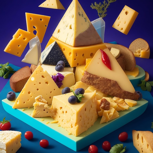 Photo portrait photo delicious pieces of cheese image
