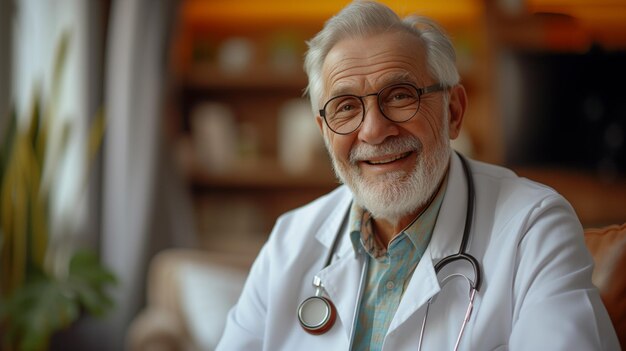 Portrait photo of Eldery Doctor in hospital