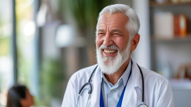 Portrait photo of Eldery Doctor in hospital