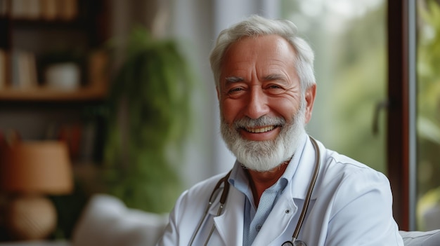 Portrait photo of Eldery Doctor in hospital