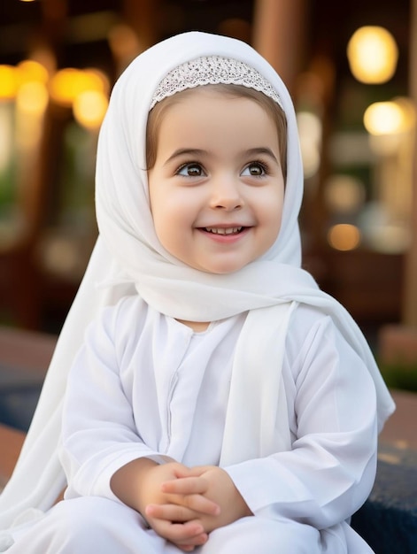 Portrait photo of emirati infant female straight hair