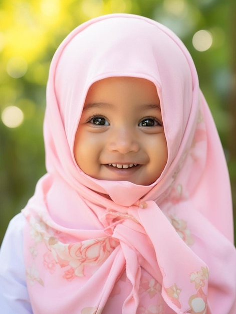 Портретное фото эмиратской новорожденной девочки с волнистыми волосами