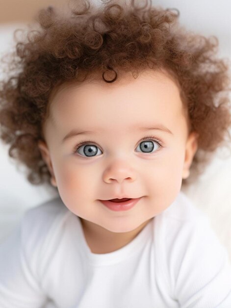 Portrait photo of fijian infant male curly hair