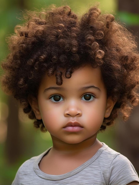 Portrait photo of fijian toddler male curly hair