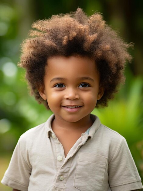 Portrait photo of fijian toddler male wavy hair smiling